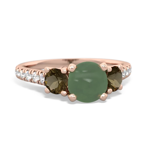 jade-smoky quartz trellis pave ring