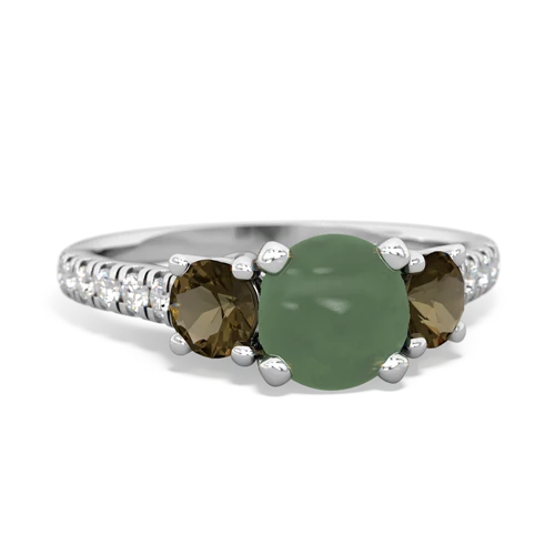 jade-smoky quartz trellis pave ring