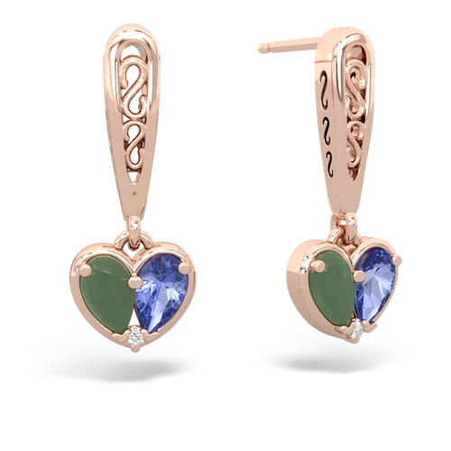 jade-tanzanite filligree earrings