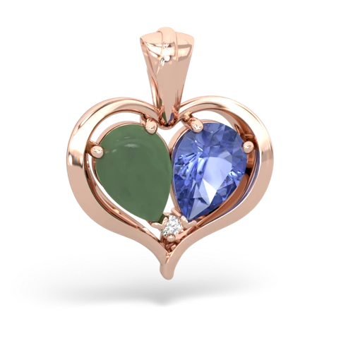 jade-tanzanite half heart whole pendant