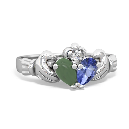 jade-tanzanite claddagh ring