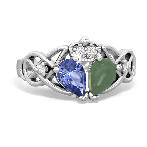 jade-tanzanite claddagh ring