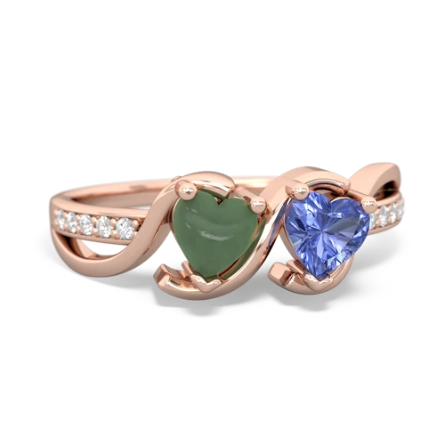 jade-tanzanite double heart ring