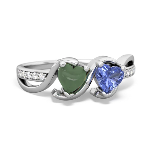 jade-tanzanite double heart ring