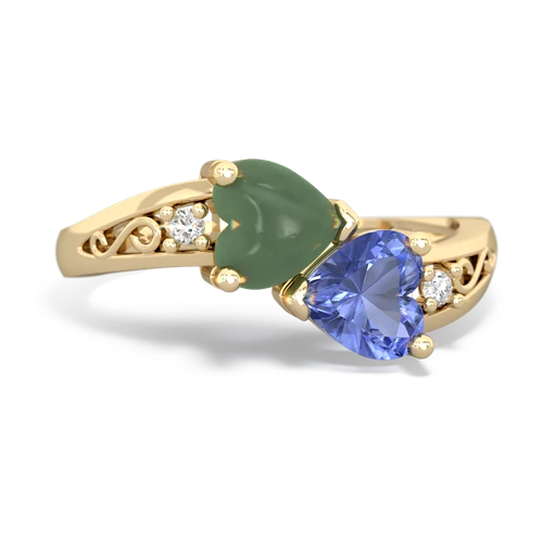 jade-tanzanite filligree ring