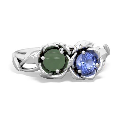 jade-tanzanite roses ring