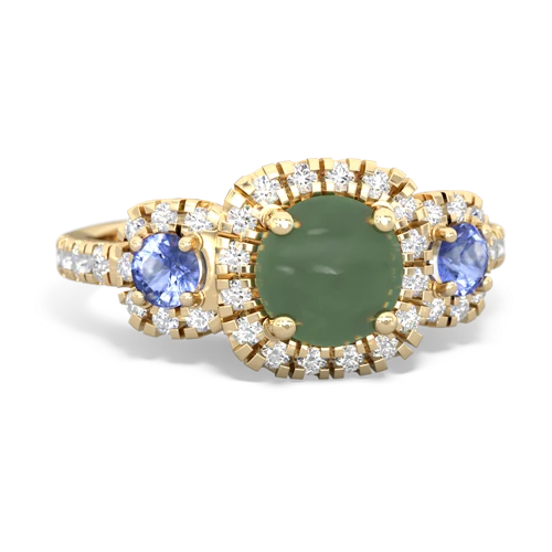 jade-tanzanite three stone regal ring