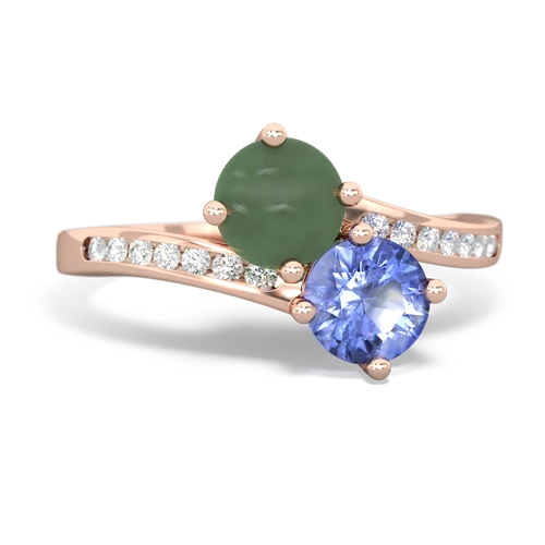 jade-tanzanite two stone channel ring