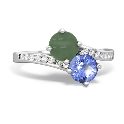 jade-tanzanite two stone channel ring