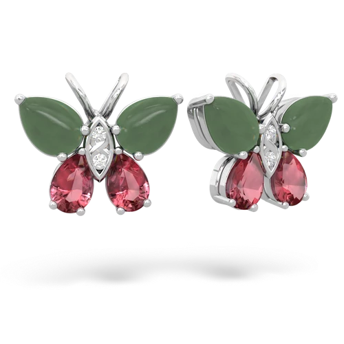 jade-tourmaline butterfly earrings