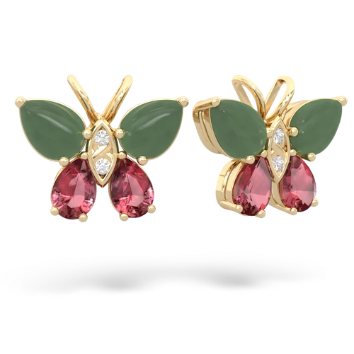 jade-tourmaline butterfly earrings