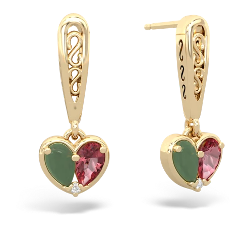 jade-tourmaline filligree earrings