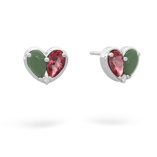 jade-tourmaline one heart earrings