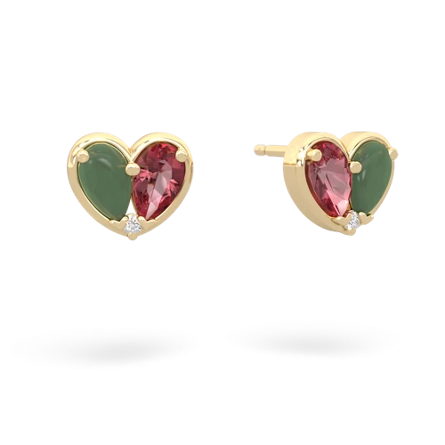 jade-tourmaline one heart earrings