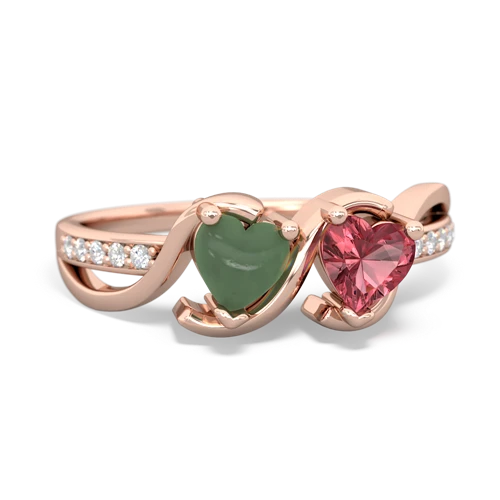 jade-tourmaline double heart ring