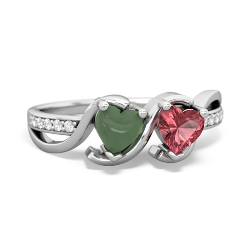 jade-tourmaline double heart ring