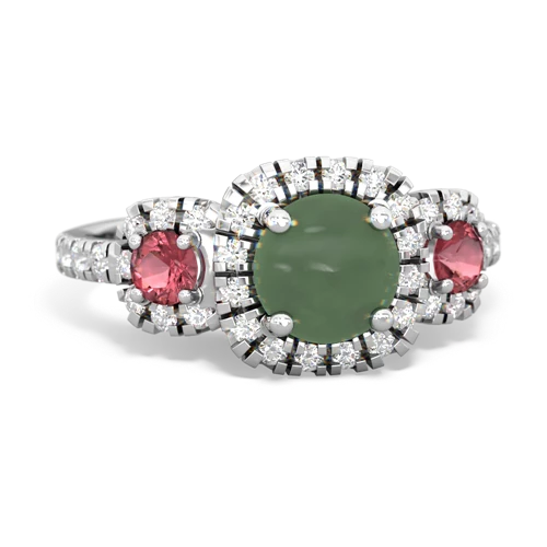 jade-tourmaline three stone regal ring