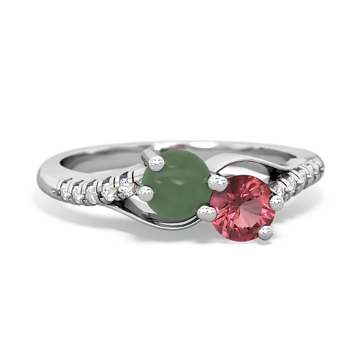 jade-tourmaline two stone infinity ring