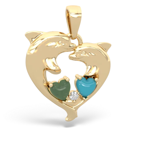 jade-turquoise dolphins pendant