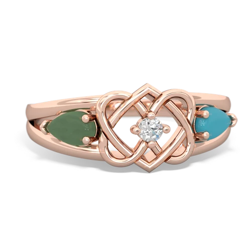 jade-turquoise double heart ring