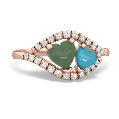 jade-turquoise mother child ring