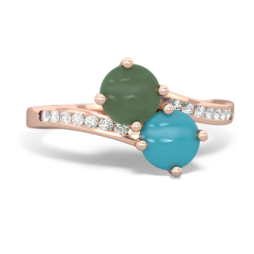 jade-turquoise two stone channel ring