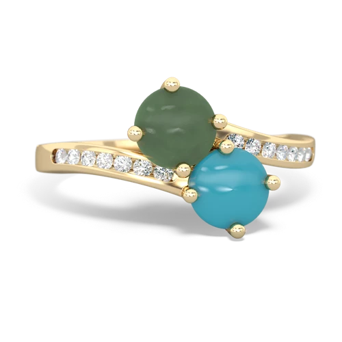 jade-turquoise two stone channel ring