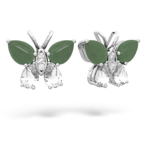 jade-white topaz butterfly earrings