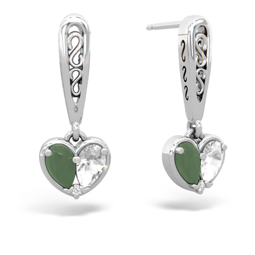 jade-white topaz filligree earrings