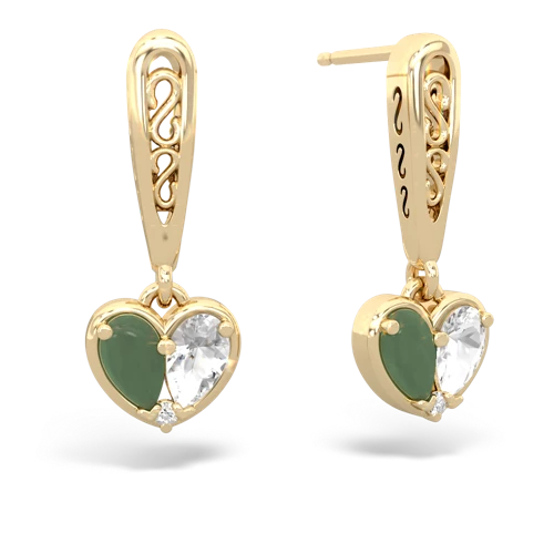 jade-white topaz filligree earrings