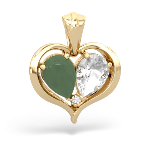 jade-white topaz half heart whole pendant