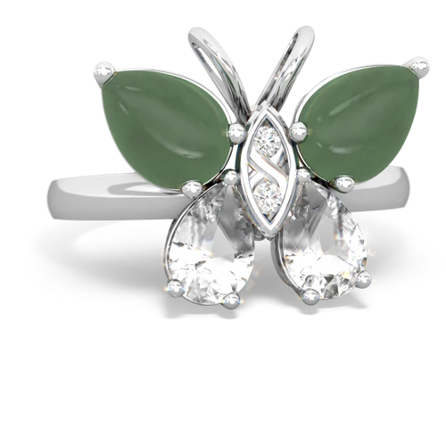 jade-white topaz butterfly ring
