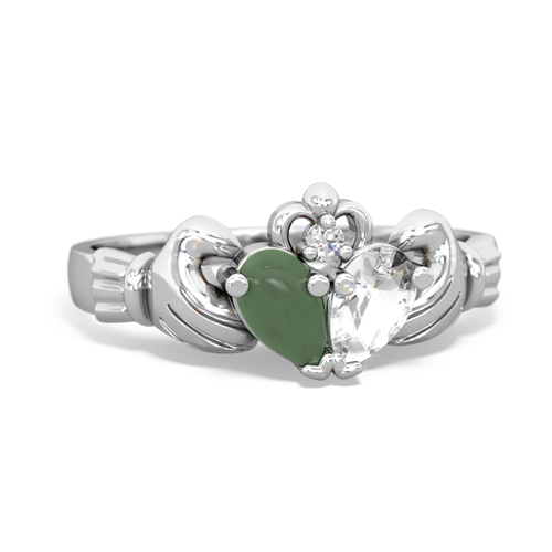 jade-white topaz claddagh ring