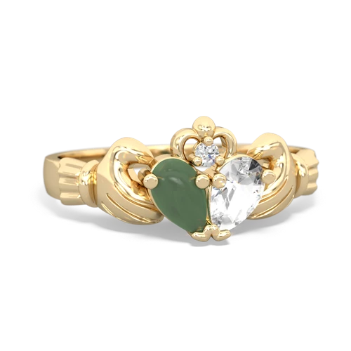 jade-white topaz claddagh ring