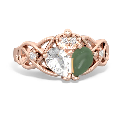 jade-white topaz claddagh ring