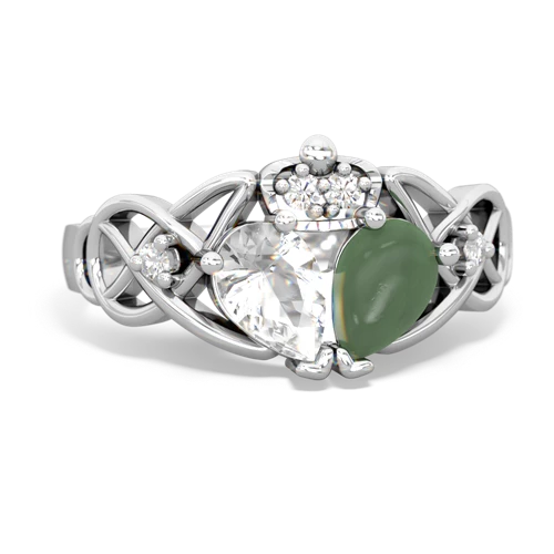 jade-white topaz claddagh ring