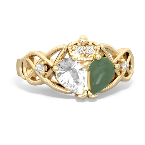 jade-white topaz claddagh ring