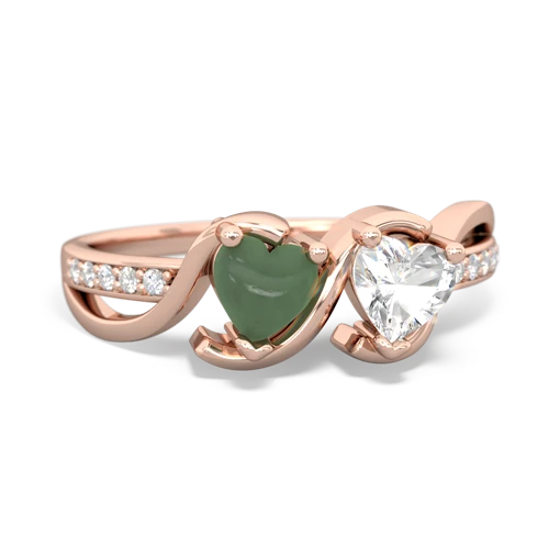 jade-white topaz double heart ring