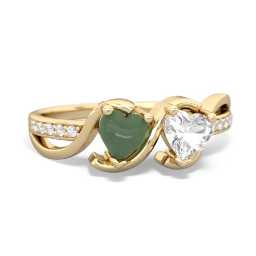 jade-white topaz double heart ring