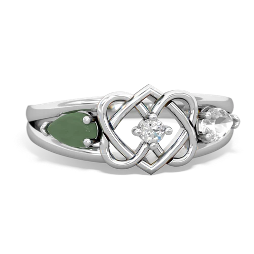 jade-white topaz double heart ring