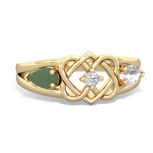 jade-white topaz double heart ring