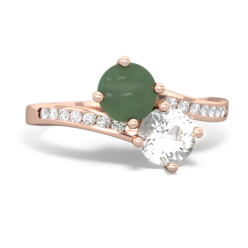 jade-white topaz two stone channel ring