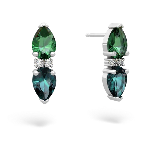 lab emerald-alexandrite bowtie earrings