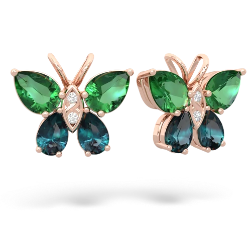 lab emerald-alexandrite butterfly earrings