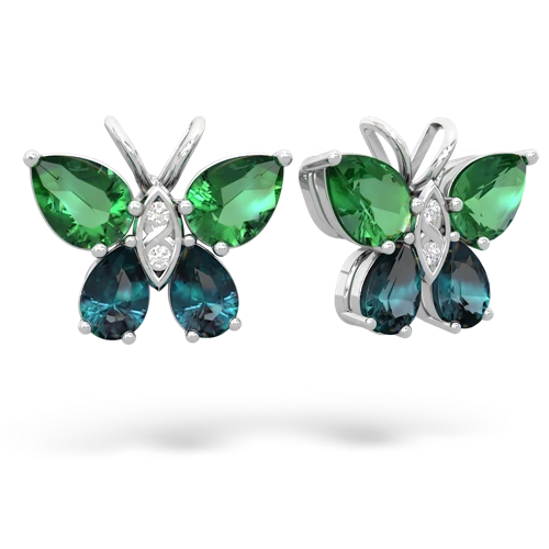 lab emerald-alexandrite butterfly earrings
