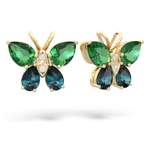 lab emerald-alexandrite butterfly earrings