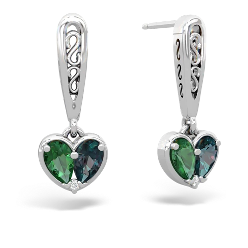 lab emerald-alexandrite filligree earrings