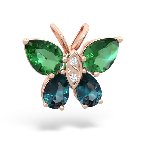 lab emerald-alexandrite butterfly pendant