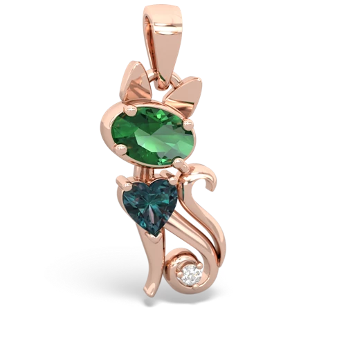 Lab Emerald Lab Created Emerald with Lab Created Alexandrite Kitten pendant Pendant