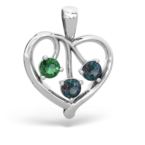 Lab Emerald Lab Created Emerald with Lab Created Alexandrite and Genuine Sapphire Glowing Heart pendant Pendant
